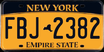 NY license plate FBJ2382