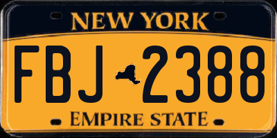 NY license plate FBJ2388