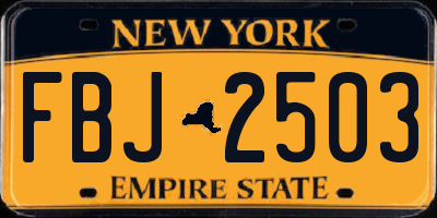 NY license plate FBJ2503