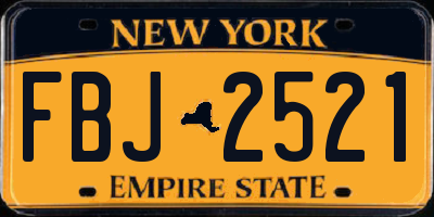 NY license plate FBJ2521