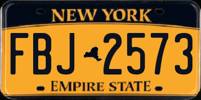 NY license plate FBJ2573