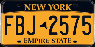 NY license plate FBJ2575
