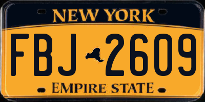 NY license plate FBJ2609