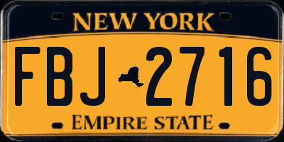 NY license plate FBJ2716