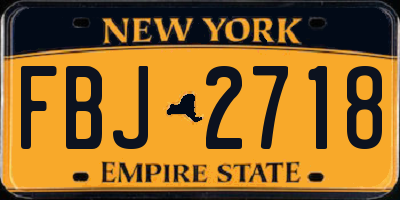 NY license plate FBJ2718