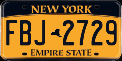 NY license plate FBJ2729