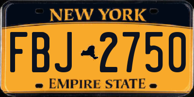NY license plate FBJ2750