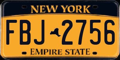NY license plate FBJ2756