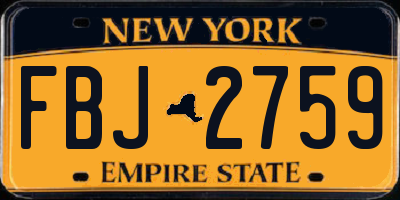 NY license plate FBJ2759