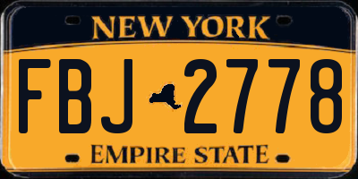 NY license plate FBJ2778