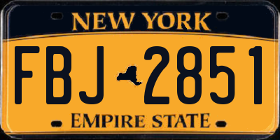 NY license plate FBJ2851