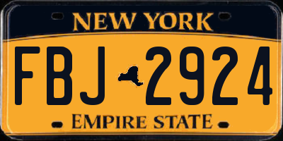 NY license plate FBJ2924