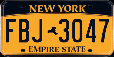 NY license plate FBJ3047