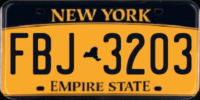 NY license plate FBJ3203