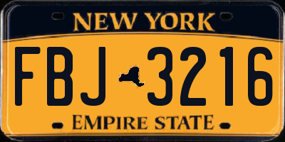 NY license plate FBJ3216