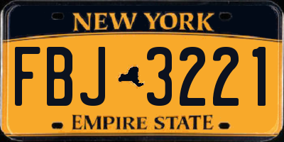 NY license plate FBJ3221