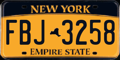 NY license plate FBJ3258