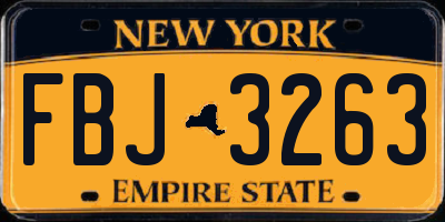 NY license plate FBJ3263