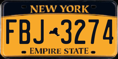 NY license plate FBJ3274