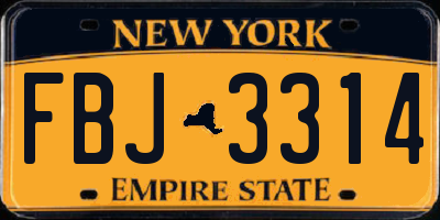 NY license plate FBJ3314