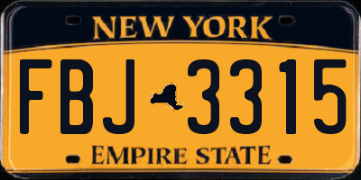 NY license plate FBJ3315