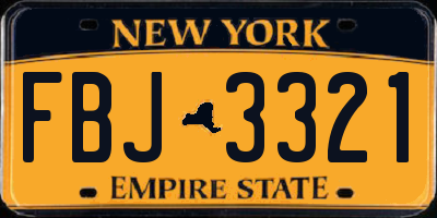 NY license plate FBJ3321
