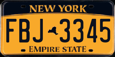 NY license plate FBJ3345