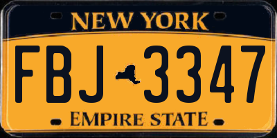 NY license plate FBJ3347