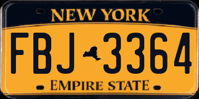 NY license plate FBJ3364