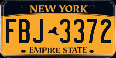NY license plate FBJ3372
