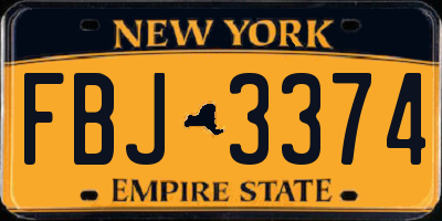 NY license plate FBJ3374