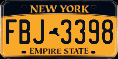 NY license plate FBJ3398