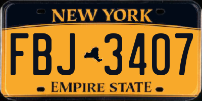 NY license plate FBJ3407