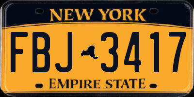 NY license plate FBJ3417
