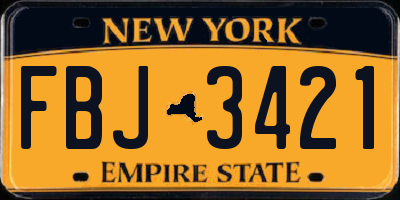 NY license plate FBJ3421