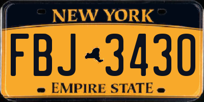 NY license plate FBJ3430