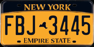 NY license plate FBJ3445