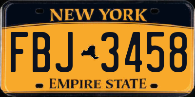 NY license plate FBJ3458