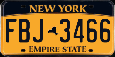 NY license plate FBJ3466