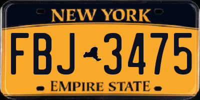 NY license plate FBJ3475