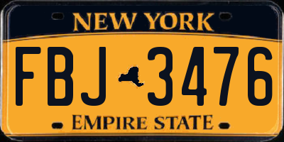 NY license plate FBJ3476