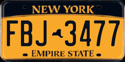 NY license plate FBJ3477