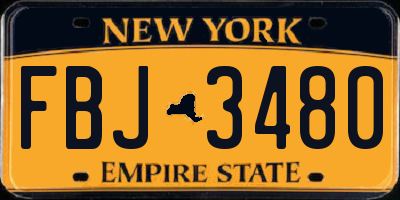 NY license plate FBJ3480
