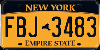 NY license plate FBJ3483