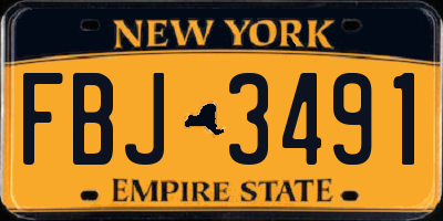 NY license plate FBJ3491