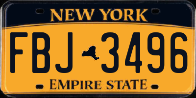 NY license plate FBJ3496