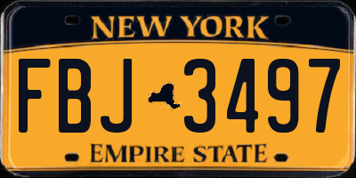 NY license plate FBJ3497