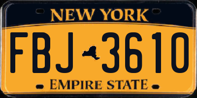 NY license plate FBJ3610