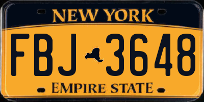 NY license plate FBJ3648