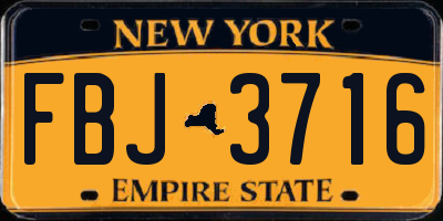 NY license plate FBJ3716